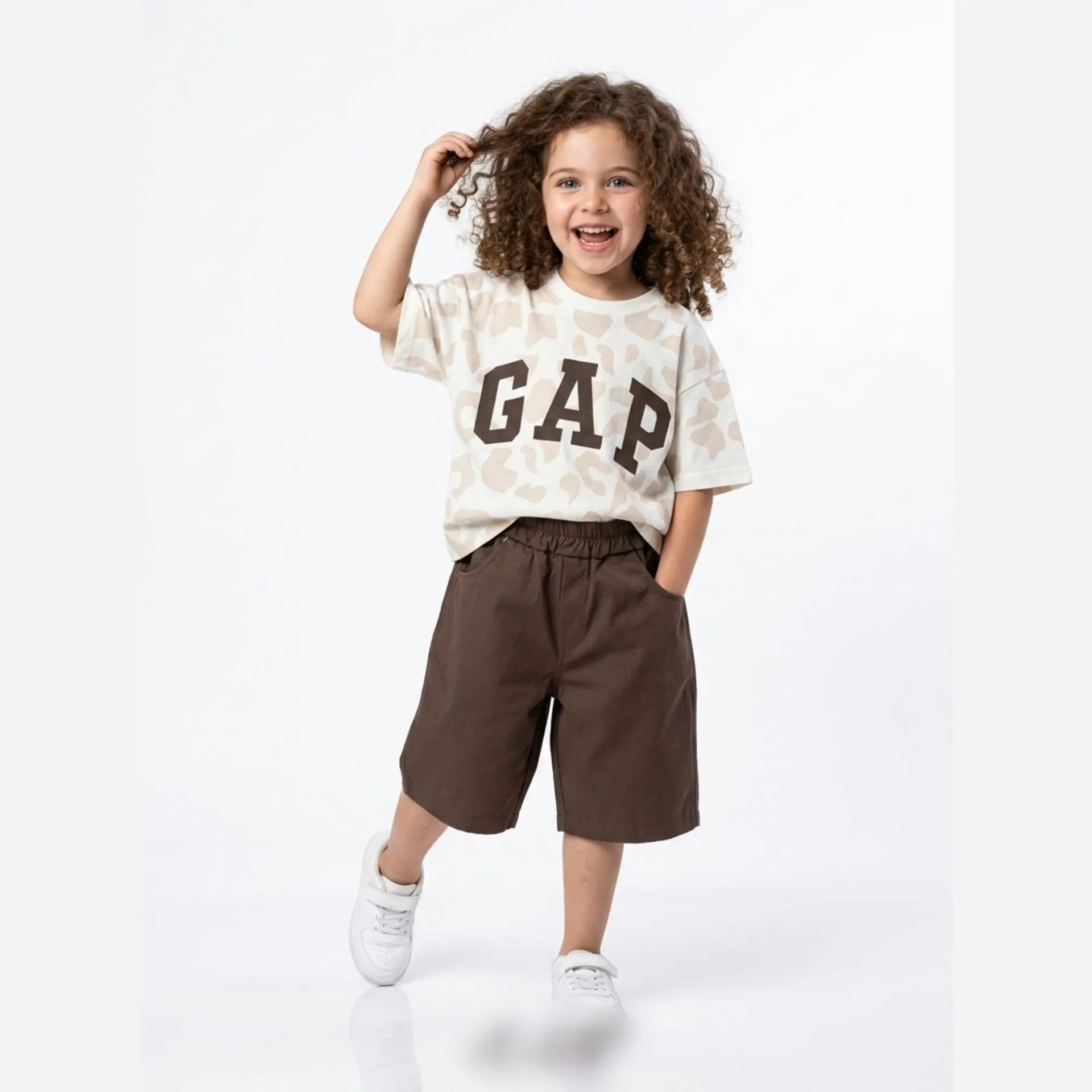 ست تیشرت و شلوارک دخترانه GAP نخ پنبه و کتان مناسب 2 تا 8 سال