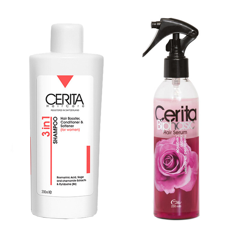 پک شامپو مو مخصوص بانوان و سرم دو فاز سریتا مدل Hair2 مجموعه 2 عددی