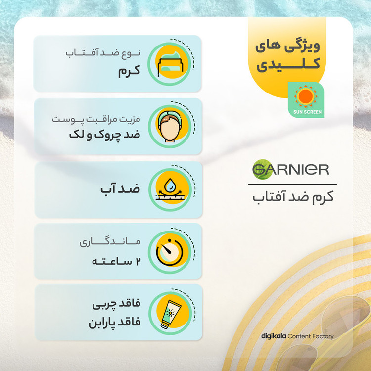 کرم ضدآفتاب رنگی BB گارنیه SPF50 مدل 01 مناسب انواع پوست، حجم 100 میلیلیتر