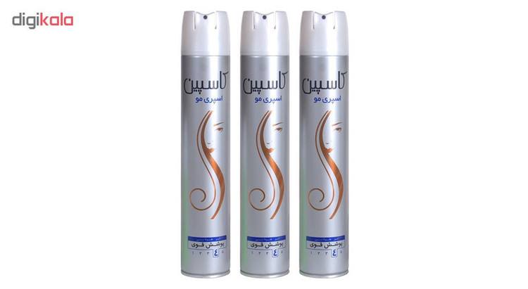 اسپری حالت دهنده مو کاسپین مدل Strong hold 4 حجم 500 میلی لیتر مجموعه ۳ عددی