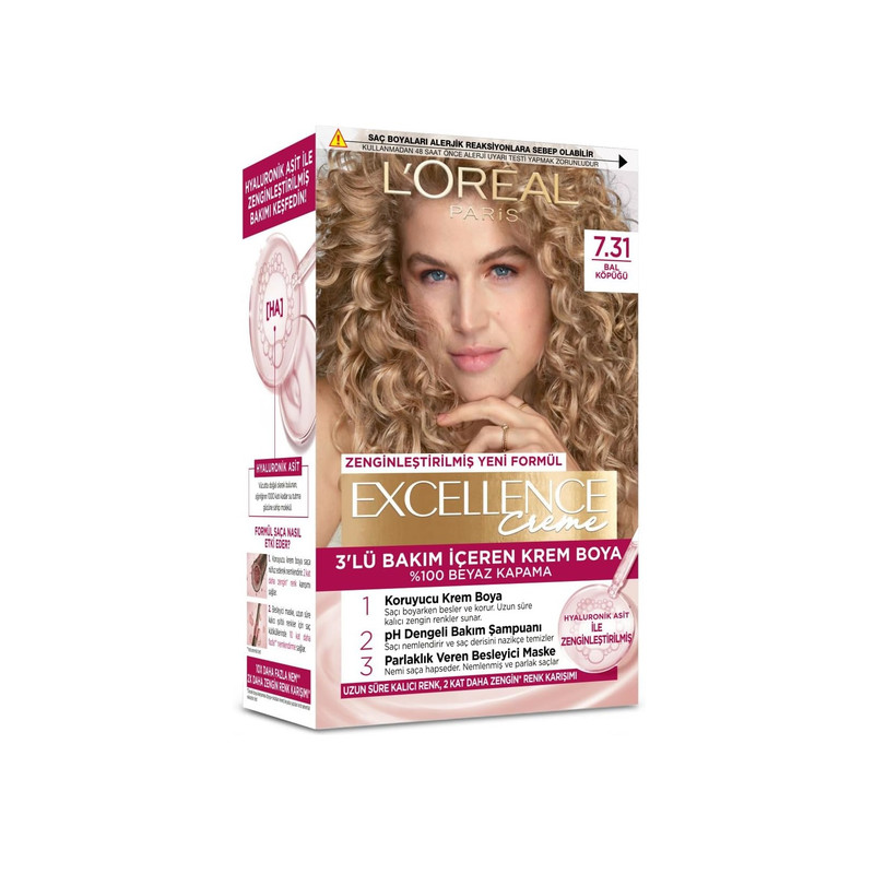 کیت رنگ مو لورآل شماره 7.31 حجم 48 میلیلیتر رنگ عسلی