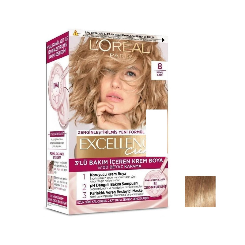کیت رنگ مو لورآل شماره 8 حجم 48 میلی‌لیتر رنگ بلوند تیره