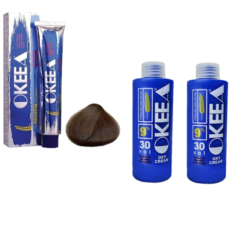 رنگ مو اکیا سری طبیعی شماره 5 حجم 200 میلی لیتر رنگ قهوه ای روشن به همراه اکسیدان اکیا مدل 20V نه درصدی حجم 150 میلی لیتر مجموعه 2 عددی