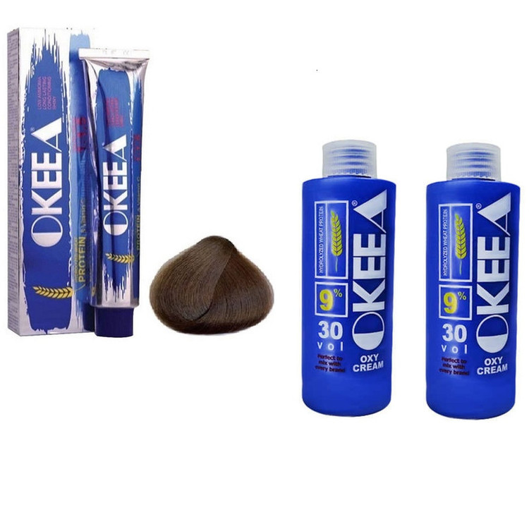 رنگ مو اکیا سری طبیعی شماره 5 حجم 200 میلی لیتر رنگ قهوه ای روشن به همراه اکسیدان اکیا مدل 20V نه درصدی حجم 150 میلی لیتر مجموعه 2 عددی