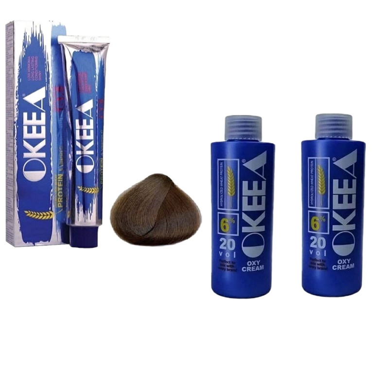 رنگ مو اکیا سری طبیعی شماره 5 حجم 200 میلی لیتر رنگ قهوه ای روشن به همراه اکسیدان اکیا مدل 20v شش درصدی حجم 150 میلی لیتر مجموعه 2 عددی