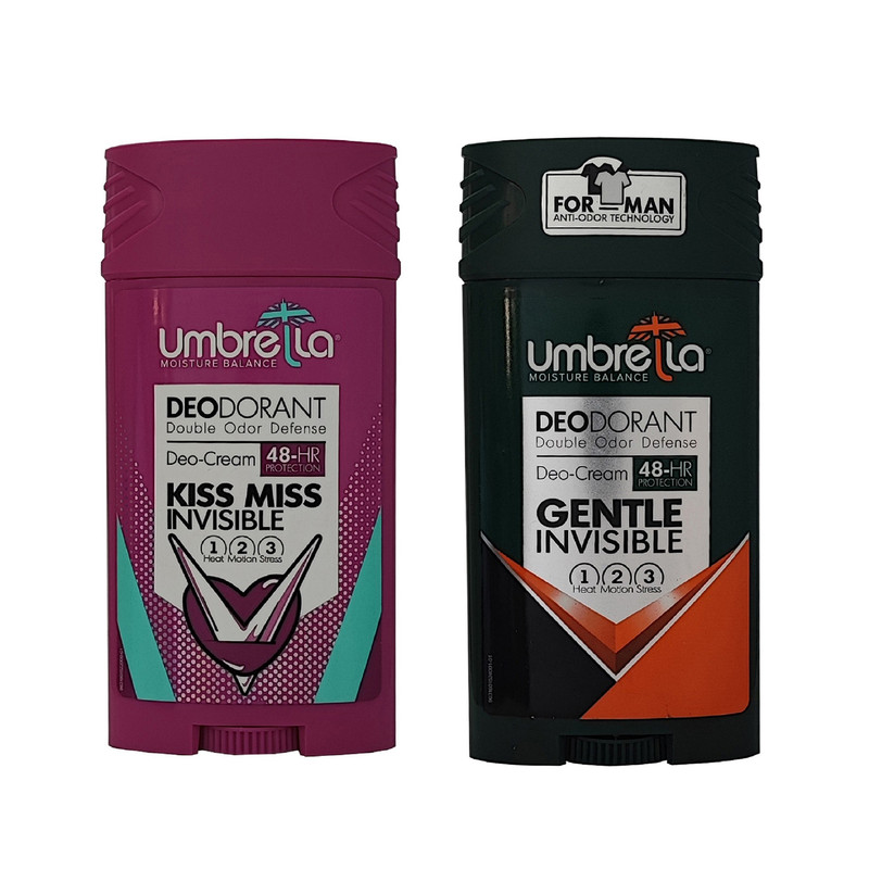 استیک ضد تعریق مردانه آمبرلا مدل GENTLE INVISIBLE حجم 90 میلی لیتر به همراه استیک ضد تعریق زنانه آمبرلا مدل KISS MISS