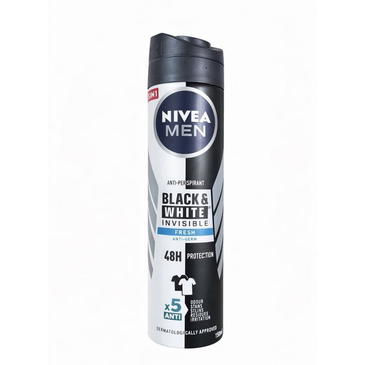 اسپری ضدتعریق مردانه نیوآ مدل Black & White Invisible Fresh حجم 150 میلی لیتر