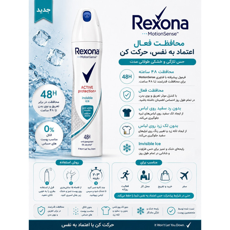 اسپری ضدتعریق زنانه رکسونا مدل Active Protection حجم 200 میلیلیتر