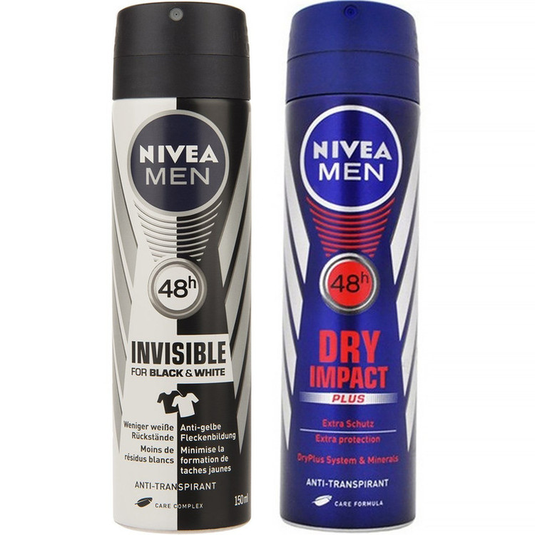 اسپری بدن مردانه نیوآ مدل Invisible Dry and Impact Plus حجم 150 میلی لیتر بسته 2 عددی