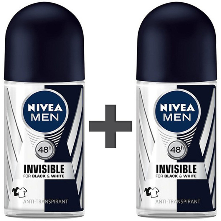رول ضد تعریق مردانه نیوآ مدل Invisible Black And White حجم 50 میلی لیتر بسته 2 عددی