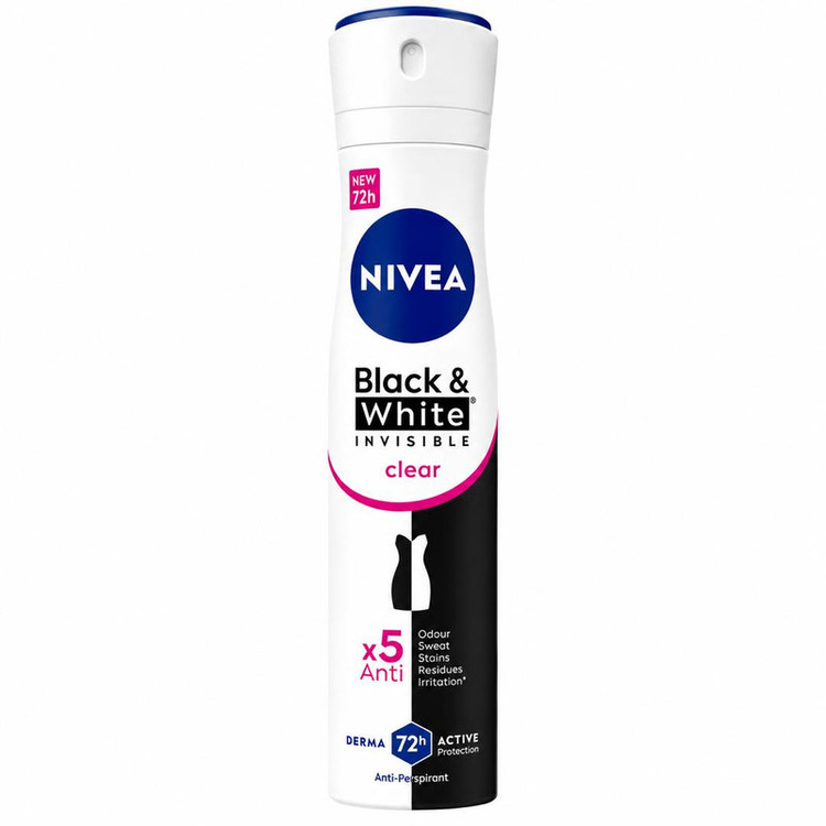 اسپری ضدتعریق زنانه نیوآ مدل 48H Black White Invisible Clear حجم 200 میلیلیتر