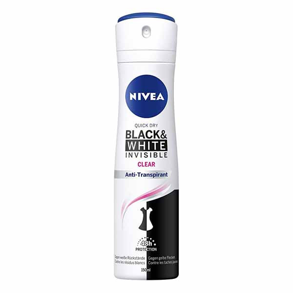 اسپری بدن زنانه نیوآ مدل black & white clear حجم 150 میلی لیتر