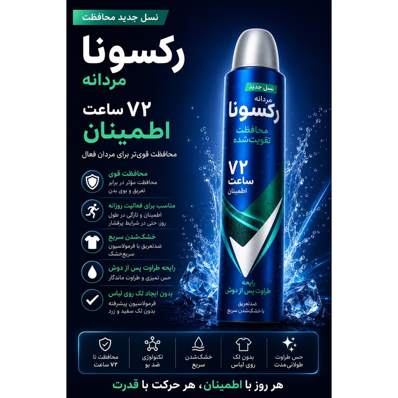 اسپری ضد تعریق مردانه رکسونا مدل Russ Shower Fresh 72H حجم 200 میلی لیتر