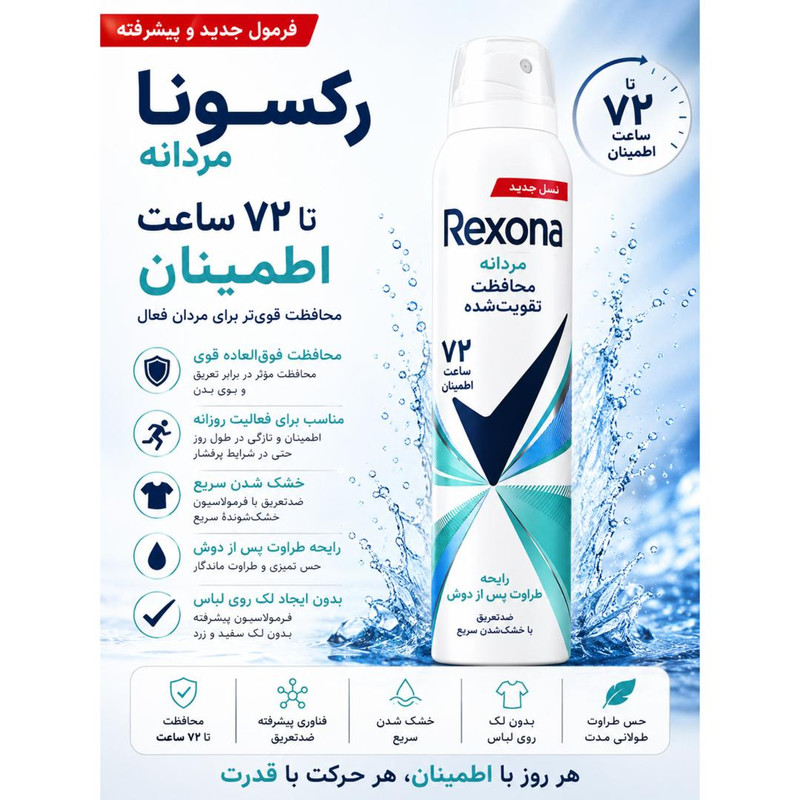 اسپری ضد تعریق زنانه رکسونا مدل Russ Woman Shower Fresh 72H حجم 200 میلی لیتر