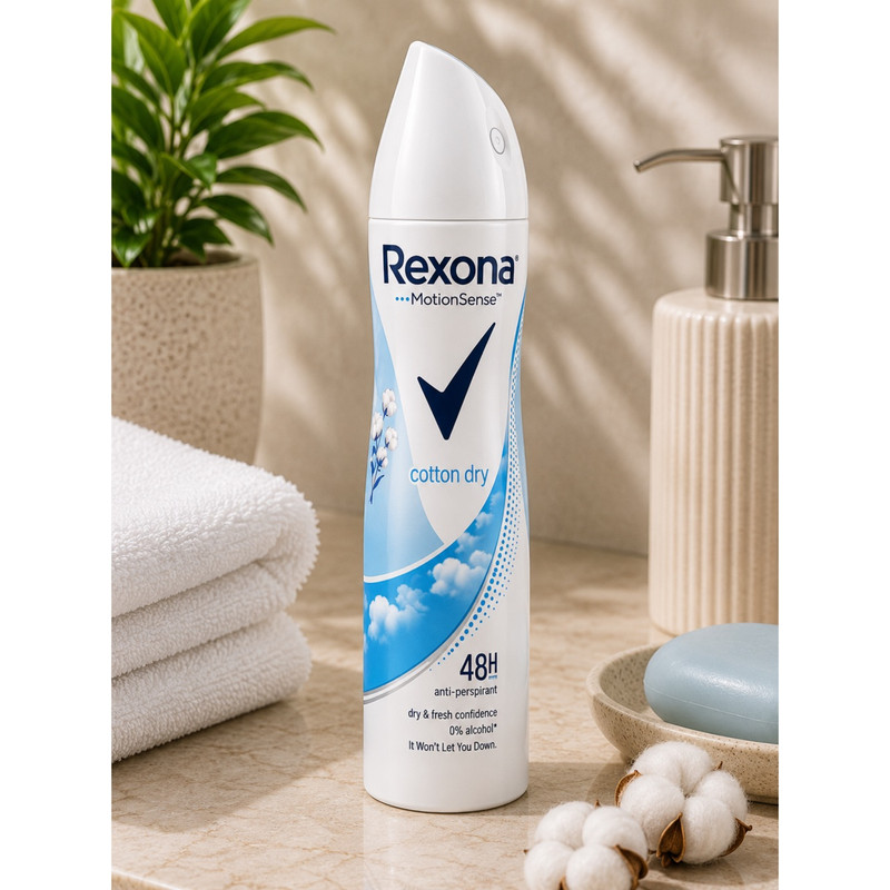 اسپری ضدتعریق زنانه رکسونا مدل Cotton Dry حجم 195 میلیلیتر