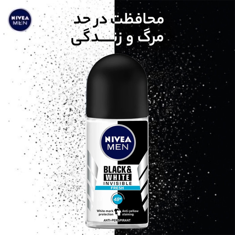 رول ضد تعریق مردانه نیوآ مدل Black And White Invisible Fresh حجم 50 میلی لیتر