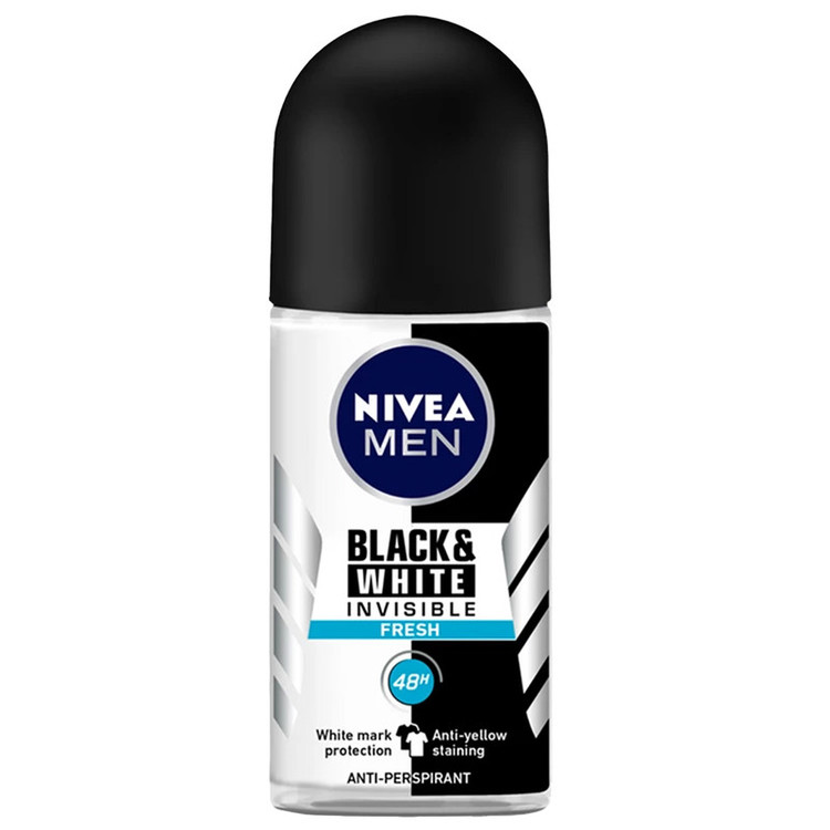 رول ضد تعریق مردانه نیوآ مدل Black And White Invisible Fresh حجم 50 میلی لیتر