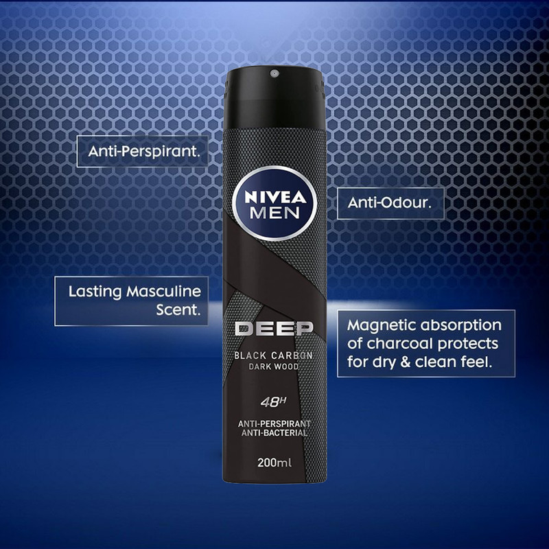 اسپری ضد تعریق مردانه نیوآ مدل Black Carbon حجم 200 میلی لیتر