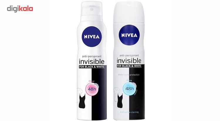 اسپری بدن زنانه نیوآ مدل Invisible Black and White Pure Black And White حجم 150 میلی لیتر بسته 2 عددی