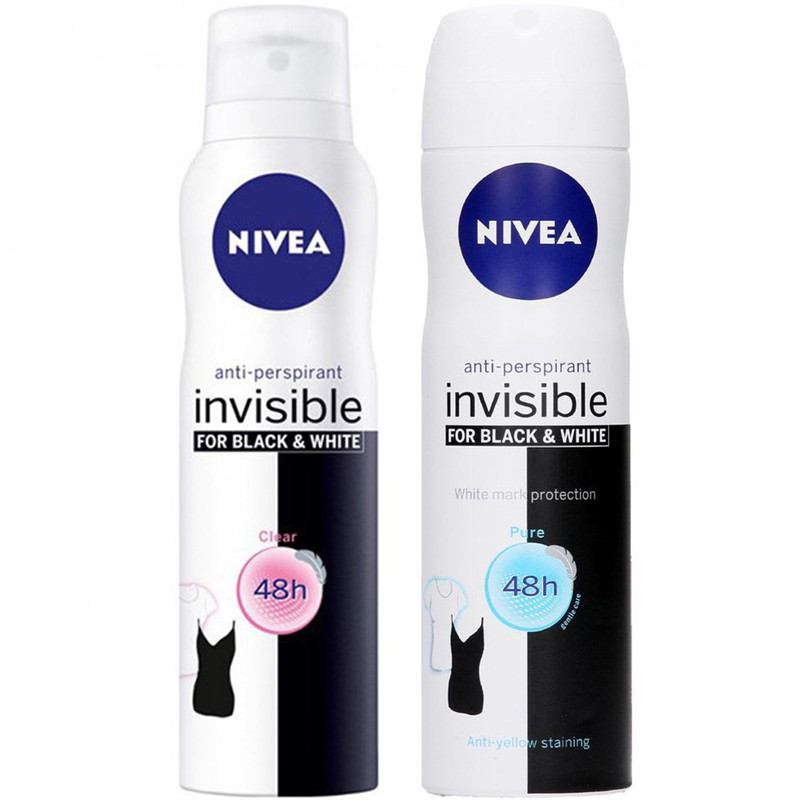 اسپری بدن زنانه نیوآ مدل Invisible Black and White Pure Black And White حجم 150 میلی لیتر بسته 2 عددی