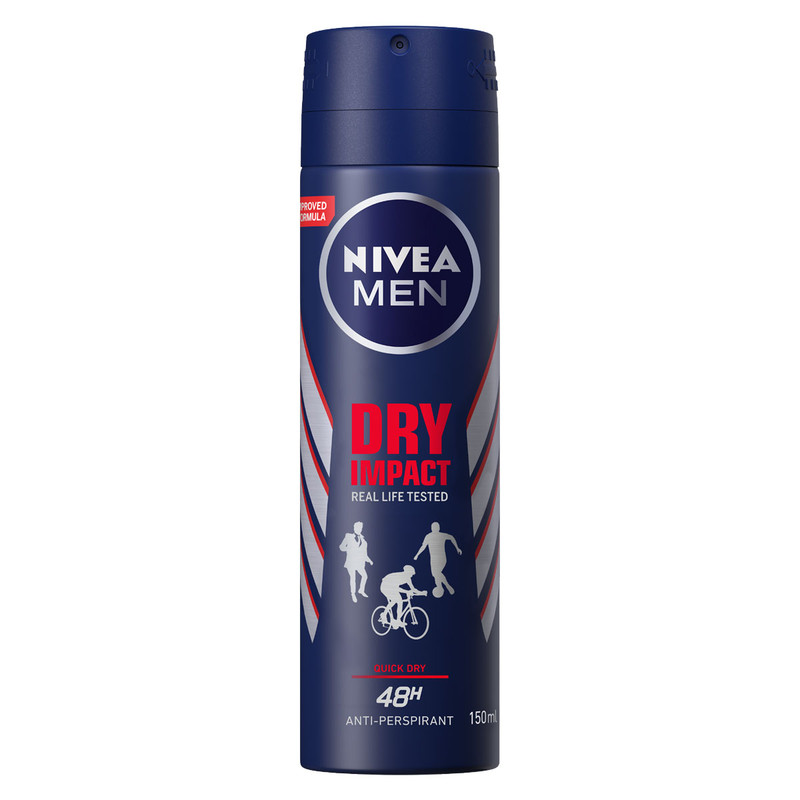 اسپری مردانه نیوآ مدل Dry Impact real life tested حجم 150 میلی لیتر به همراه رول ضد تعریق حجم 50 میلی لیتر