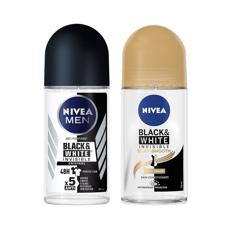 رول ضد تعریق نیوآ مدل Invisible black And White حجم 50 میلی لیتر مجموعه 2 عددی
