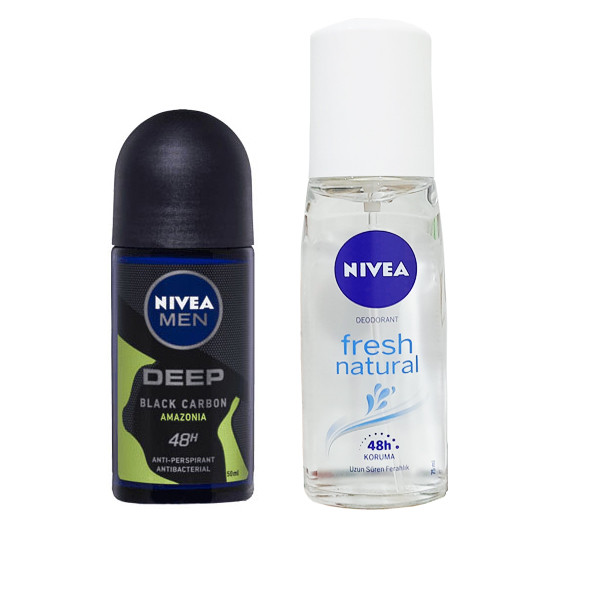 رول تعریق زنانه نیوآ مدل Fresh Natural حجم 75 میلی لیتر همراه رول ضد رول ضد تعریق مردانه نیوآ مدل Deep حجم 50 میلی لیتر