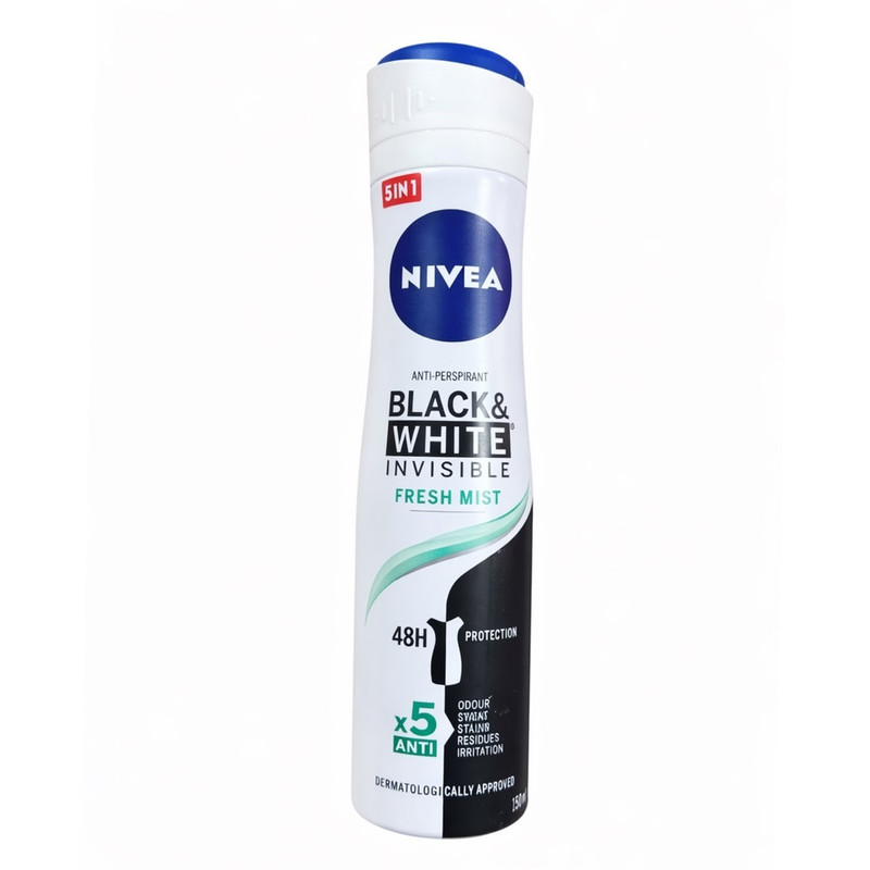 اسپری ضدتعریق یونیسکس نیوآ مدل Black &amp; White Invisible Fresh Mist حجم 150 میلی‌ لیتر