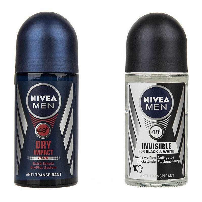 پک رول ضد تعریق مردانه نیوآ مدل Dry Impact و Invisible Black White حجم 50 میلی لیتر- 2 عددی