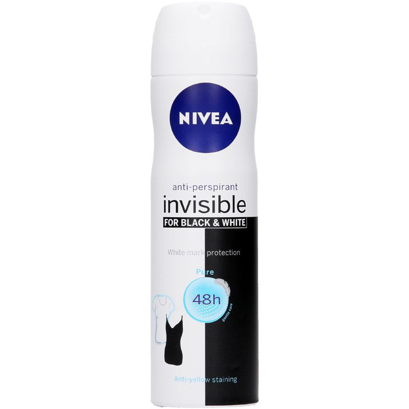 اسپری زنانه نیوآ مدل Invisible Black and White Pure حجم 150 میلی لیتر