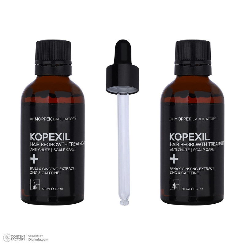 لوسیون تقویتکننده مو موپک مدل kopexil مناسب برای انواع مو حجم 50 میلیلیتر مجموعه 2 عددی