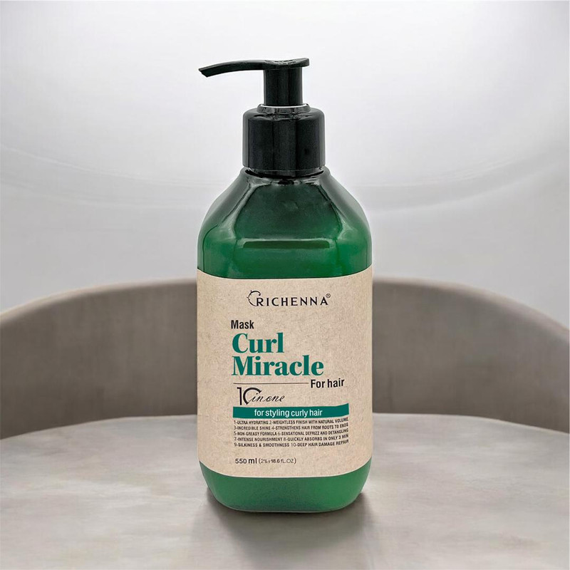 ماسک نرم کننده مو ریچنا مدل curl miracle مناسب برای موی فر حجم 550 میلی لیتر