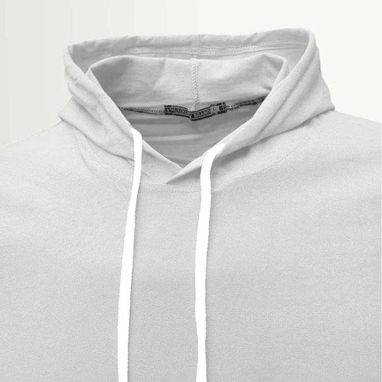 تی شرت کلاه دار مردانه مدل 00140261 سفید نخ اسپرت روزمره ساده