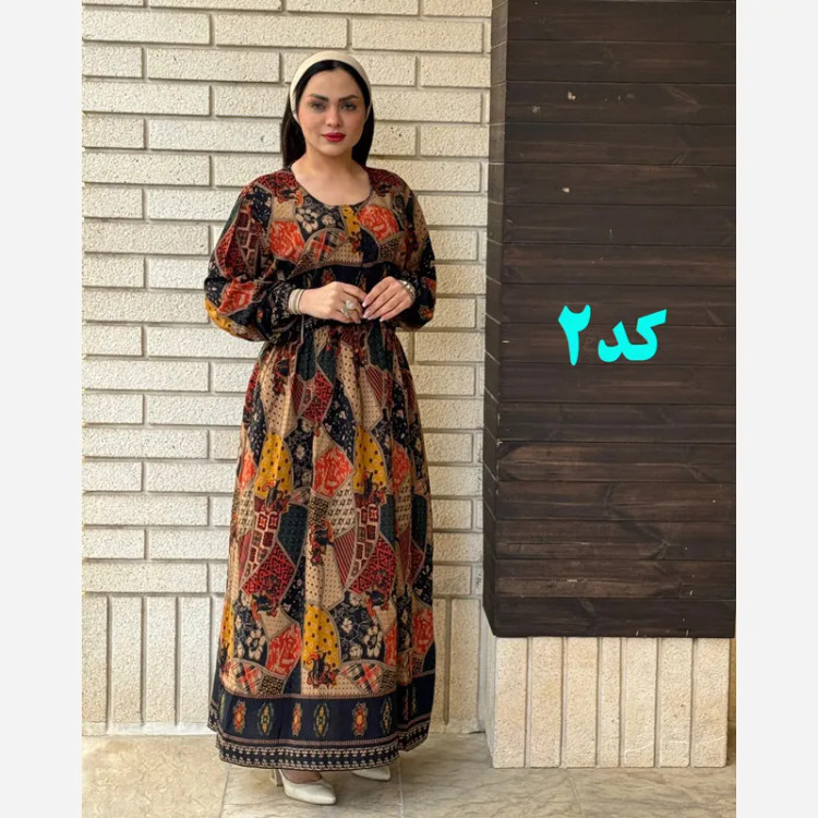 پیراهن سایز بزرگ زنانه طرح اندونزی قد 140 سانت