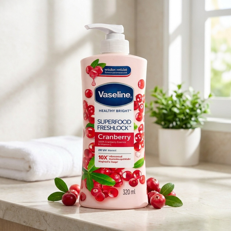 لوسیون بدن وازلین مدل Cranberry مناسب برای انواع پوست حجم 320 میلی لیتر
