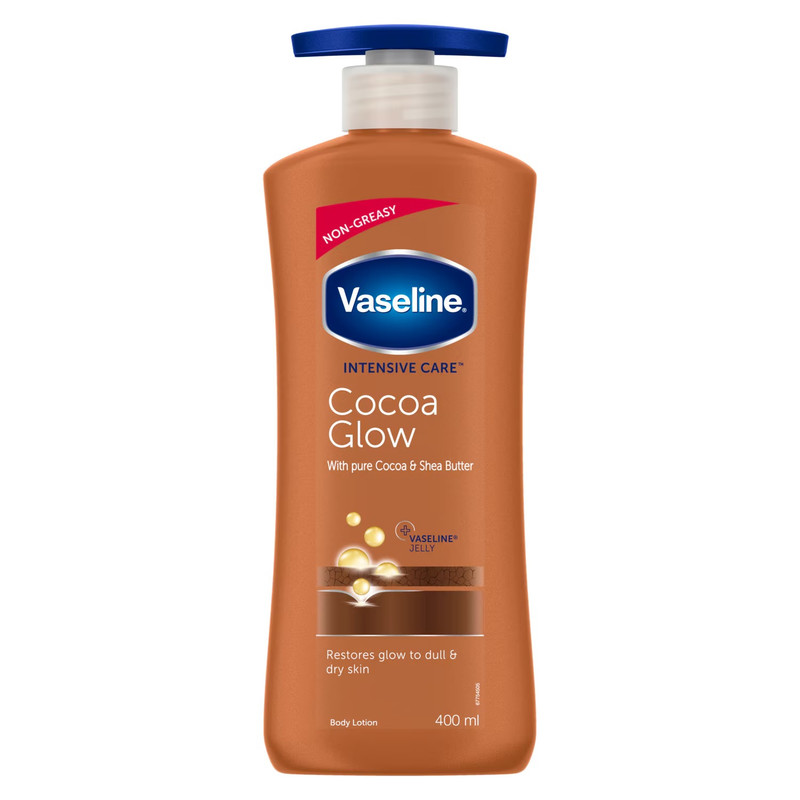 لوسیون بدن وازلین مدل Cocoa Glow-P حجم 400 میلی لیتر