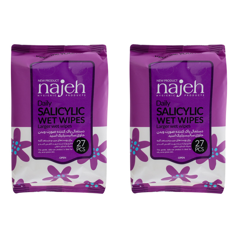 دستمال مرطوب ناژه مدل Salicylic دو بسته 27 عددی