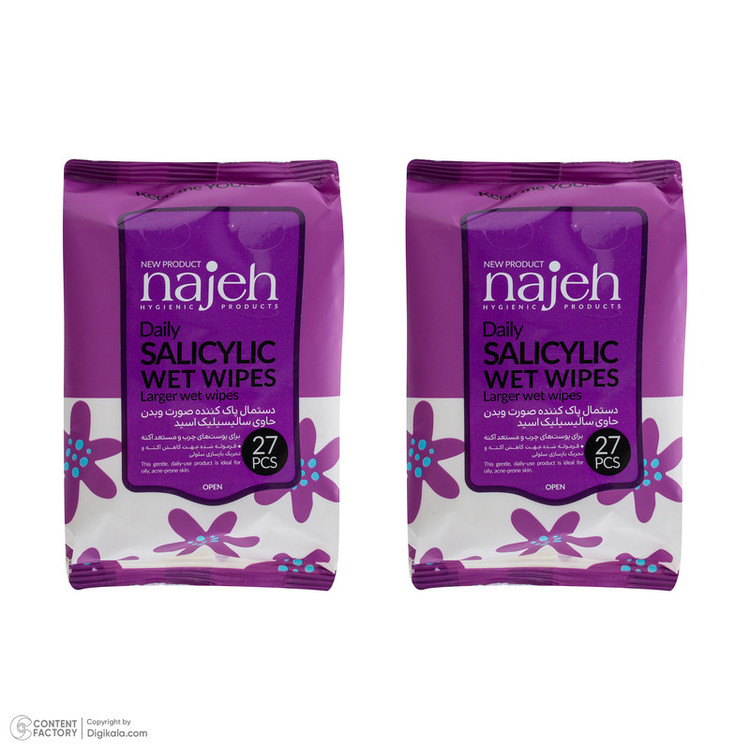 دستمال مرطوب ناژه مدل Salicylic دو بسته 27 عددی