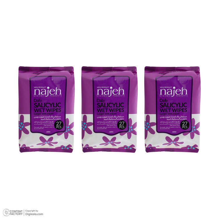 دستمال مرطوب ناژه مدل Salicylic سه بسته 27 عددی