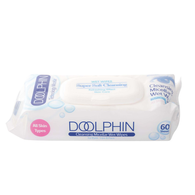 دستمال مرطوب دلفین مدل Skin Care مجموعه 2 عددی