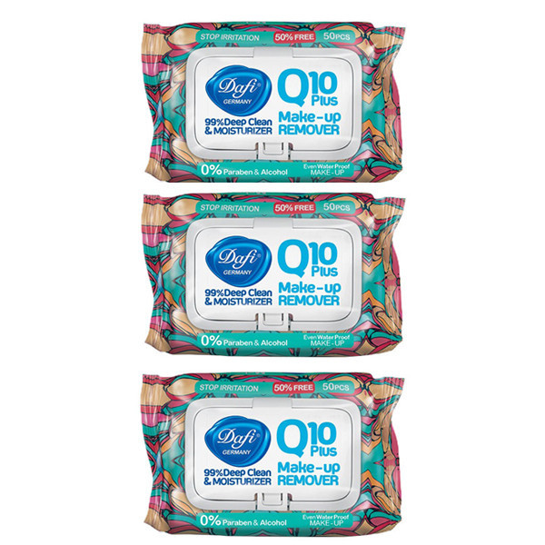 دستمال مرطوب پاک کننده آرایش Q10 مجموعه 3 عددی