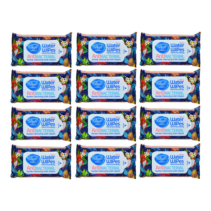 دستمال مرطوب دافی مدل Anti bacterial کد 1 بسته 12 عددی