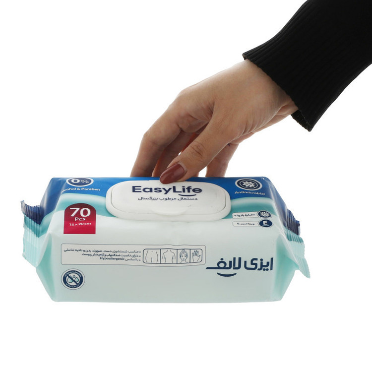 دستمال مرطوب ایزی لایف مدل 001 بسته 8 عددی