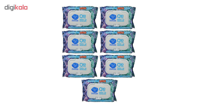 دستمال مرطوب پاک کننده آرایش دافی مدل Q10 Stop acne بسته 50 عددی مجموعه 7 عددی