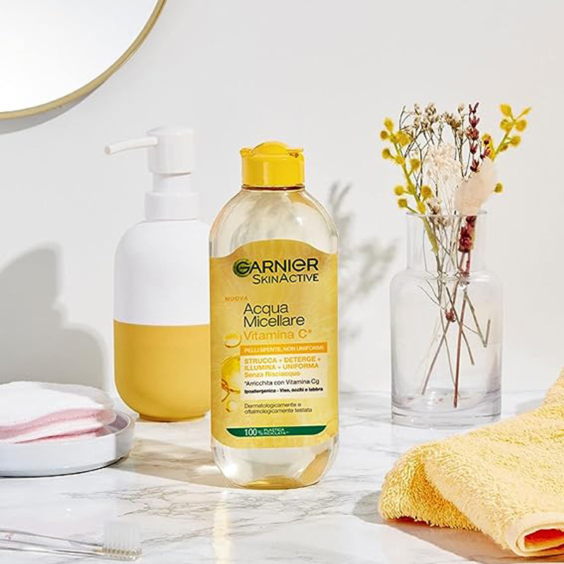 محلول پاک کننده آرایش صورت گارنیه مدل Skin Active Vitamin C حجم 400 میلی لیتر