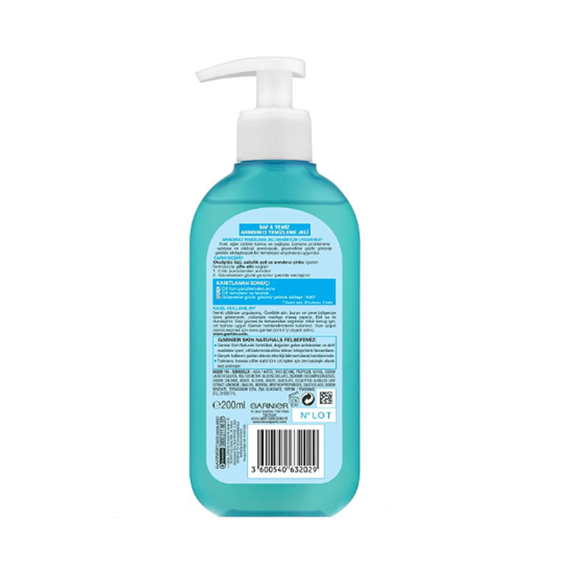 ژل پاک کننده گارنیه مدل Saf Temiz Pure Clean حجم 200 میلی لیتر