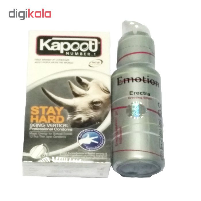 کاندوم کاپوت مدل Stay Hard بسته 12 عددی به همراه ژل ایموشن مدل Erectra