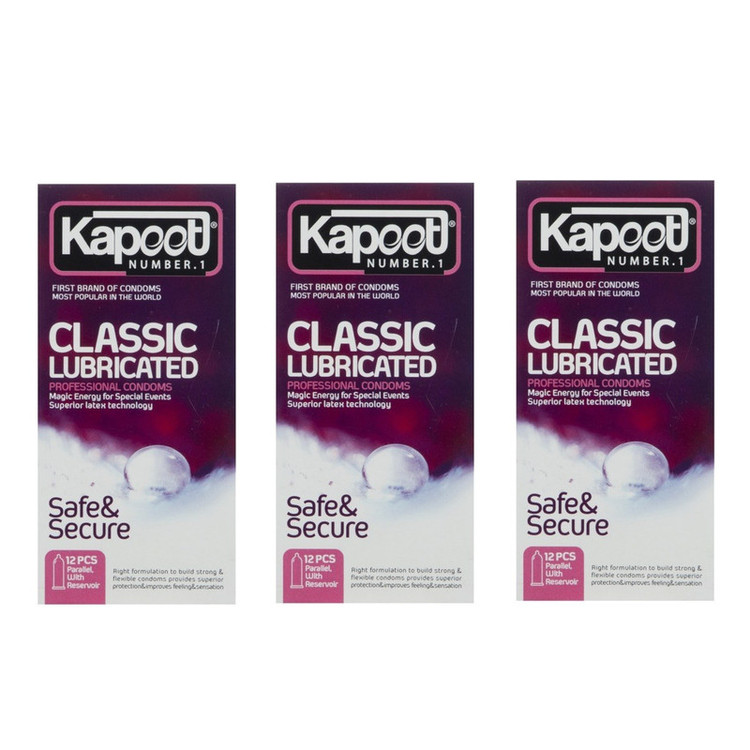 کاندوم کلاسیک کاپوت مدل LUBRICATED سه بسته 12 عددی