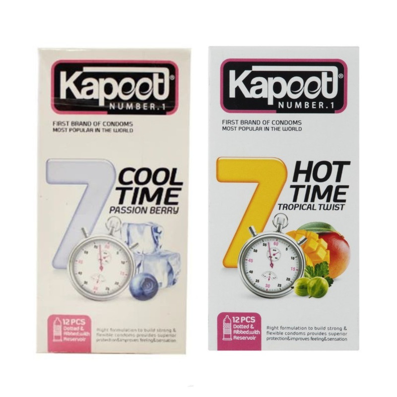 کاندوم تاخیری کاپوت مدل 7COOL TIME بسته 12 عددی به همراه کاندوم تاخیری کاپوت مدل 7HOT TIME بسته 12 عددی