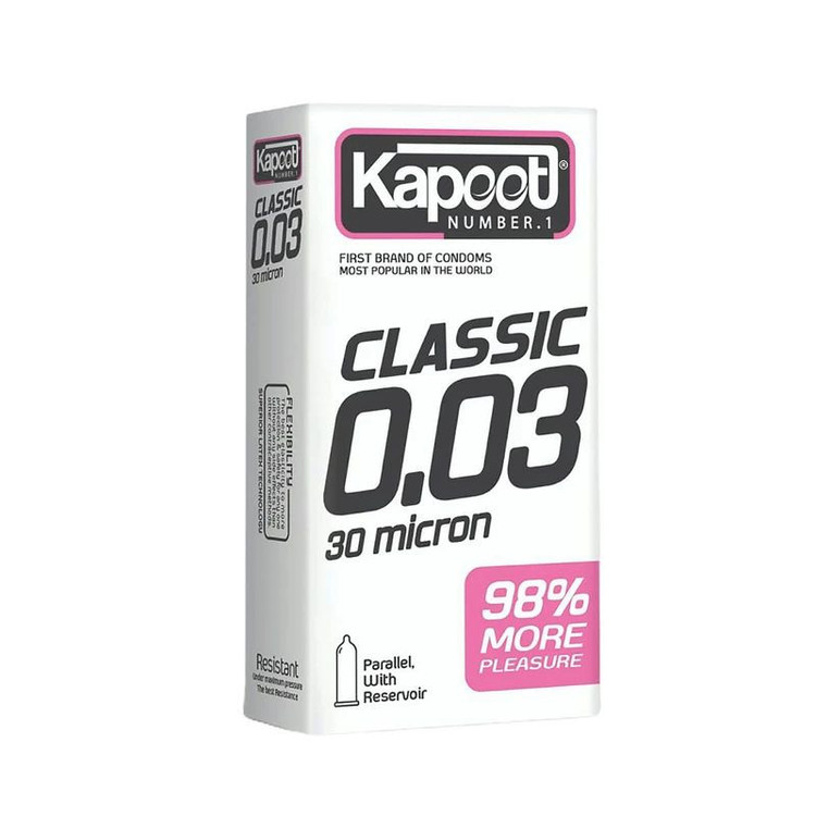 کاندوم کلاسیک کاپوت مدل CLASSIC 0.03 بسته 10 عددی به همراه کاندوم تاخیری کاپوت مدل MAX DELAY بسته 12 عددی